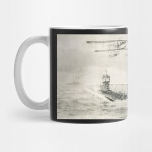 WW1 Floatplane & Submarine sea scene Mug